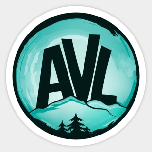 AVL - Asheville, NC - Watercolor MintGreen 19 Sticker